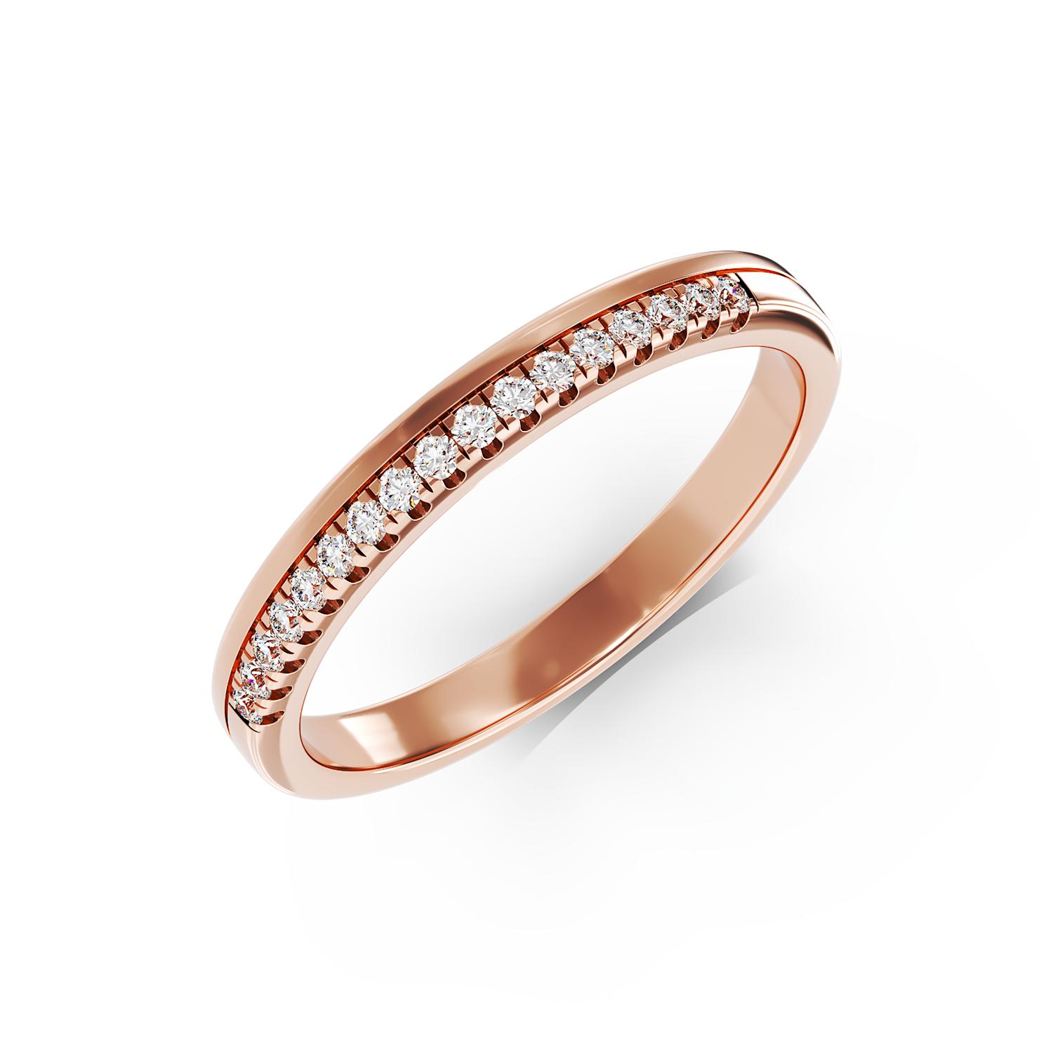 Inel din aur roz de 14K cu diamante de 0.11ct